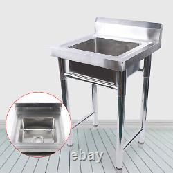 Évier de cuisine sur pied en acier inoxydable, évier commercial à une cuve de 250 mm