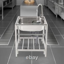 Évier en acier inoxydable commercial extérieur à cuve unique avec robinet US