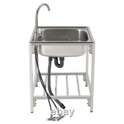 Évier en acier inoxydable commercial extérieur à cuve unique avec robinet US