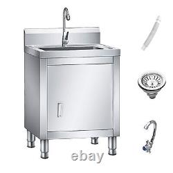 Évier en acier inoxydable pour cuisine commerciale + armoire d'évier de 35 cm de large