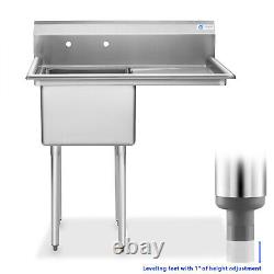 Évier utilitaire de cuisine commerciale en acier inoxydable avec égouttoir - 18 à un seul bol