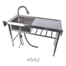 Évier utilitaire en acier inoxydable 47,2 avec robinet extractible et égouttoir
