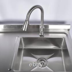 Évier utilitaire en acier inoxydable 47,2 avec robinet extractible et égouttoir
