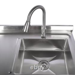 Évier utilitaire en acier inoxydable 47,2 avec robinet extractible et égouttoir
