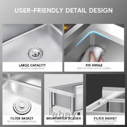Évier utilitaire en acier inoxydable autonome à 3 bacs pour garage, buanderie, cuisine