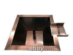 Fontaine de bol d'eau en acier inoxydable de 18 pouces carrés avec revêtement en cuivre - Série Constructeur