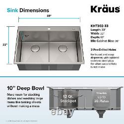 KRAUS Évier double 33x22 avec robinet - Reconditionné certifié