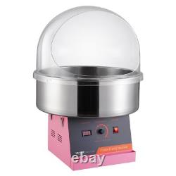 Machine à barbe à papa électrique 1000W avec couvercle, bol en acier inoxydable et cuillère à sucre