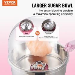 Machine à barbe à papa électrique 1000W avec couvercle, bol en acier inoxydable et cuillère à sucre