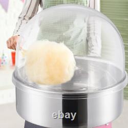 Machine à barbe à papa électrique 1000W avec couvercle, bol en acier inoxydable et cuillère à sucre