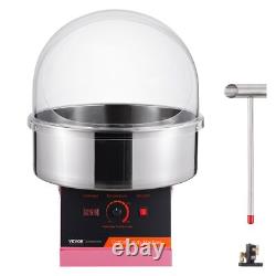 Machine à barbe à papa électrique 1000W avec couvercle, bol en acier inoxydable et cuillère à sucre