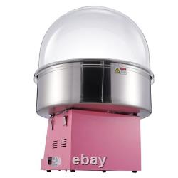 Machine à barbe à papa électrique 1000W avec couvercle, bol en acier inoxydable et cuillère à sucre