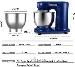 Mélangeur De Stand 800w 4.3qt Kitchen Electric Food Dough Mixer Inox Steel Bowl Us