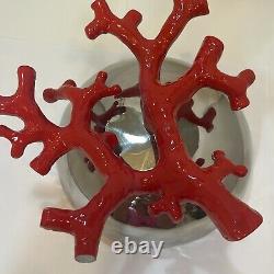 Michael Aram Bol en acier inoxydable Ocean Coral Rouge et Argent Reef de grande taille