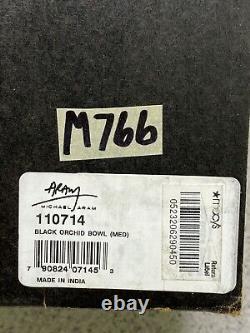 Michael Aram Bol en acier inoxydable noir Orchidée noire de taille moyenne 9,25 pouces de diamètre 110714 Nouveau
