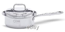 Nouvelle casserole en acier inoxydable 2 quart avec couvercle 360 Cookware