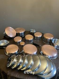 Revere Ware Copper Bottom 21 Pieces Set Vintage Pots & Pans Cuisinière