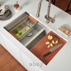 Ruvati Évier de cuisine à double cuve 50/50 avec coins arrondis de 33 pouces - RVH8351