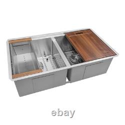Ruvati Évier de cuisine à double cuve 50/50 avec coins arrondis de 33 pouces - RVH8351
