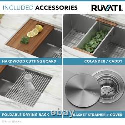 Ruvati Évier de cuisine à double cuve 50/50 avec coins arrondis de 33 pouces - RVH8351