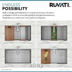 Ruvati Évier de cuisine à double cuve 50/50 avec coins arrondis de 33 pouces - RVH8351