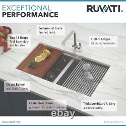 Ruvati Évier de cuisine à double cuve 50/50 avec coins arrondis de 33 pouces - RVH8351