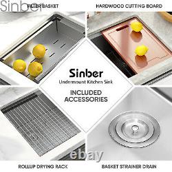 Sinber 30 Undermount 16 Gauge Cuve Simple En Acier Inoxydable Évier De Cuisine