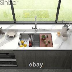 Sinber 32 Undermount 16 Gauge Cuve Simple En Acier Inoxydable Évier De Cuisine