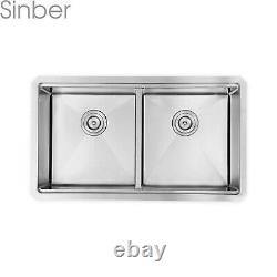 Sinber 33 16 Gauge 304 Acier Inoxydable Double Bowl Undermount Cuisine Sink 8pcs