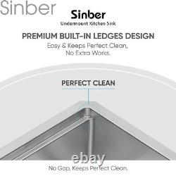 Sinber 33'' 16 Gauge Single Bowl Stainless Steel Farmhouse Tablier Kitchen Sink