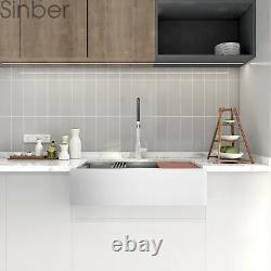 Sinber 33 ' ' Calibre 16 Cuve Simple En Acier Inoxydable Ferme Tablier D'évier De Cuisine