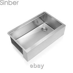 Sinber 33 ' ' Calibre 16 Cuve Simple En Acier Inoxydable Ferme Tablier D'évier De Cuisine