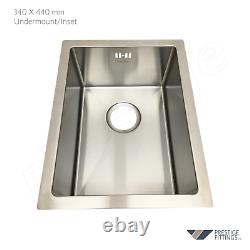 Undermount Kitchen Sink Single Bowl, Haute Qualité, 1.2mm Thick, 340x440x200mm